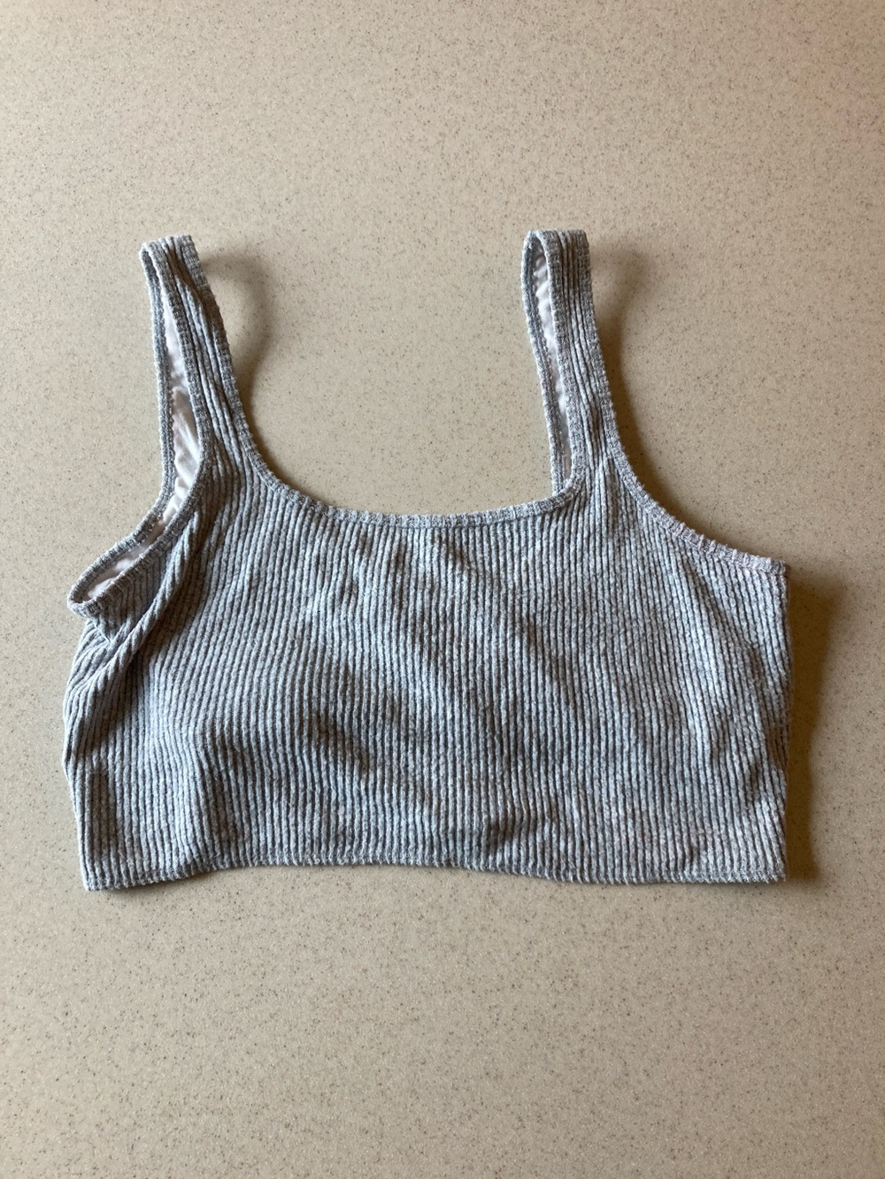 NWT Abercrombie & Fitch Grey Ribbed Scoop Crop Tank Women Size XL
